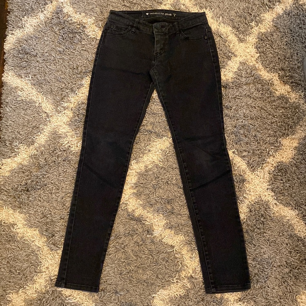 Celebrity pink black skinny jeans size 3